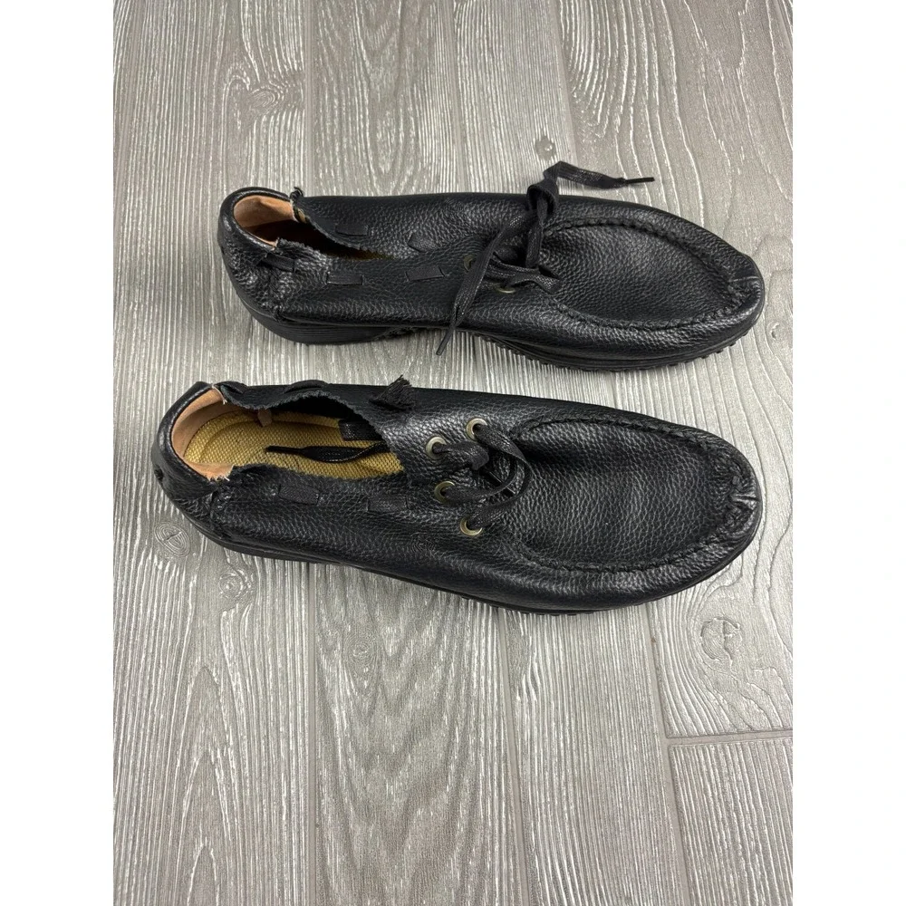Camel Logo Mens Black Leather Lace Up Shoes Rubber Sole Size 47 ARMM1211
